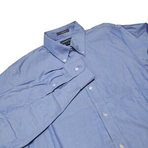 Lands'‎ End Oxford Dress Shirt No Iron Pinpoint Button Down 15-34